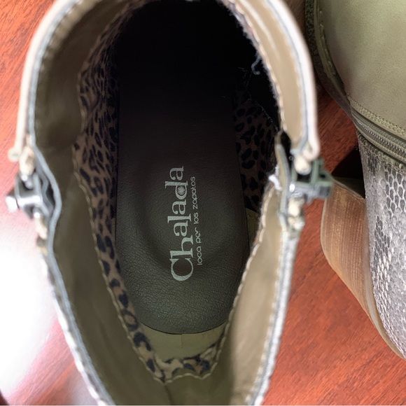 Chalada | Taupe Snakeskin Vegan Leather Block High Heel “Ella”Booties - 38 - Picture 9 of 10